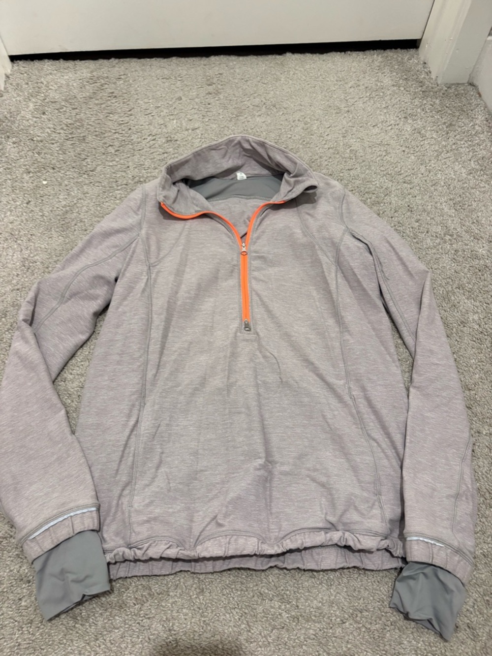 lululemon athletica Light Gray Pullover Jacket with Orange Zip
